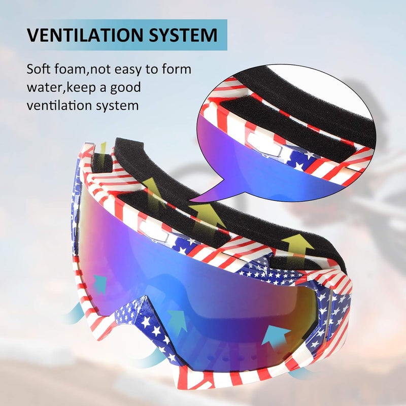 4-FQ Motorcycle Goggles Dirt Bike ATV Motocross Riding Racing Glasses Windproof Dustproof Scratch Resistant Offroad Goggles(Flag frame+Color lens) - Image 4